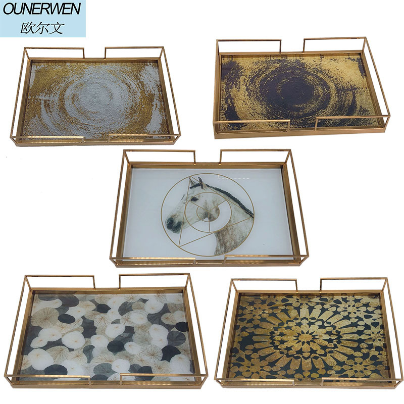 European-style light luxury metal model room tray ornaments, tea trays, coffee tables, storage and storage items, and soft furnishings for the model room pic 6