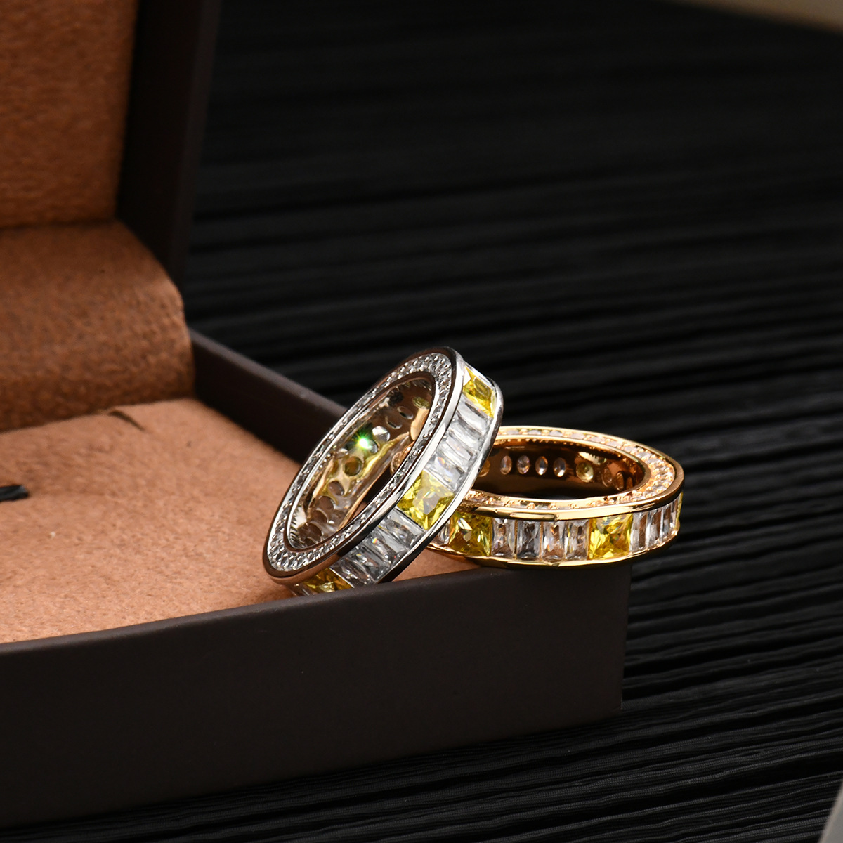 跨进热销厂家批发丝巾扣纯铜镶方锆戒指圈高档真金电镀戒指圈详情3