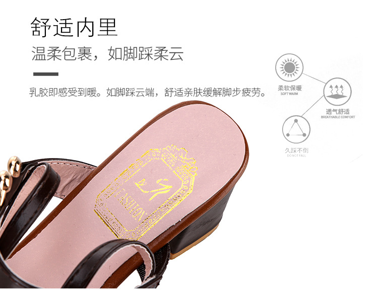 凉鞋女夏2023新款搭韩版包头尖头一字扣带罗马鞋浅口粗跟高跟鞋详情9