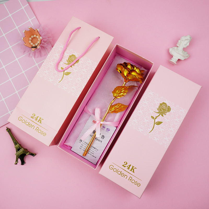 情人节24K彩金金箔玫瑰康乃馨 圣诞节玫瑰带礼盒活动赠品批发母亲节礼品详情7