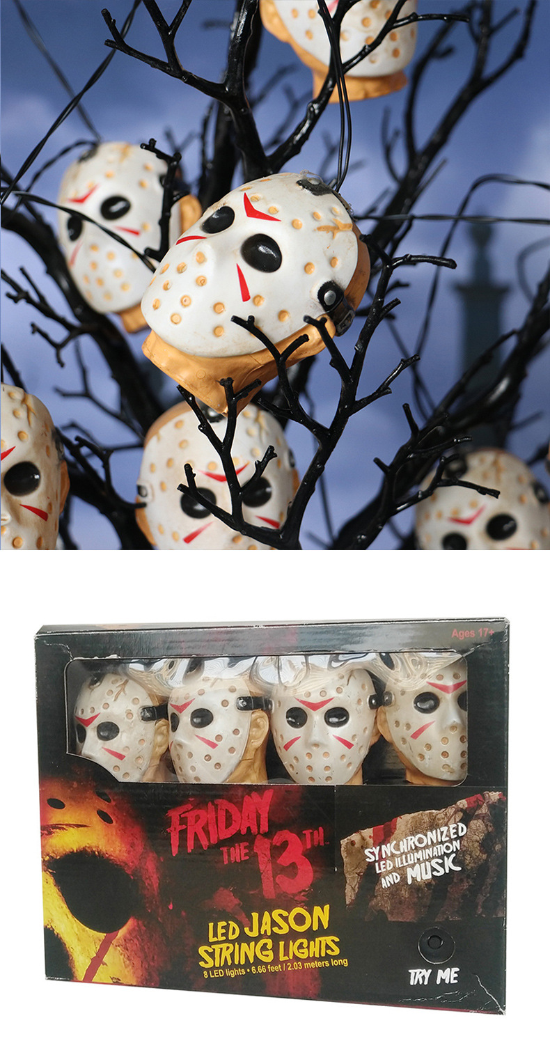 2021 New Halloween Decoration Ghost Festival Jason led light String, Skull Ghost Eye Ghost Pumpkin decorative light string pic 7