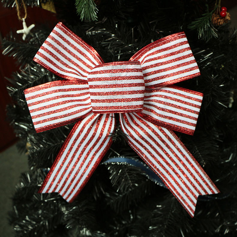 Wholesale of handcrafted Christmas tree ornaments and pendants with black, white, red and black checkered patterns made of Simisi faux linen ribbons pic 60