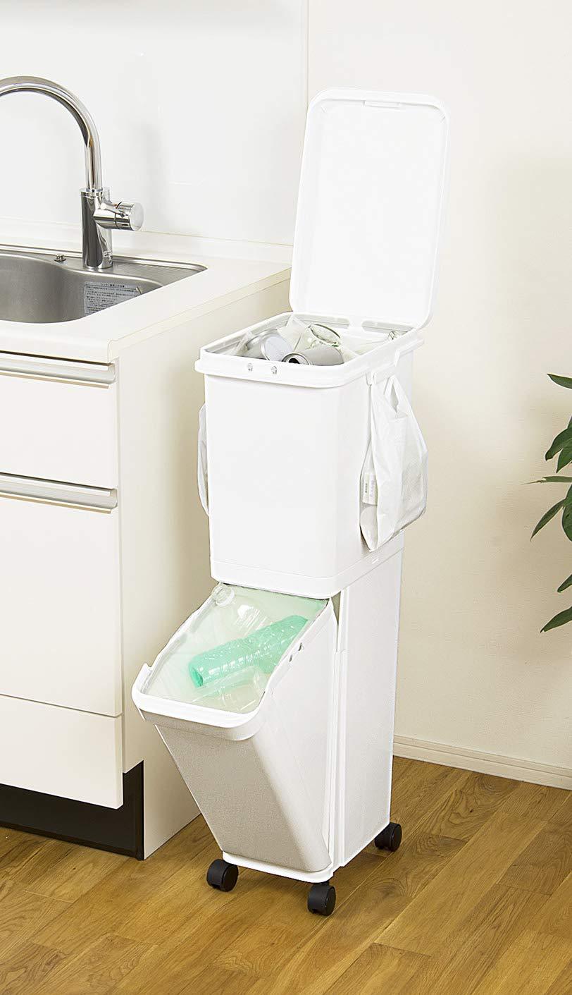 现货供应日式双层双桶干湿分类厨房垃圾桶家用批发45L32L厂家直销详情4