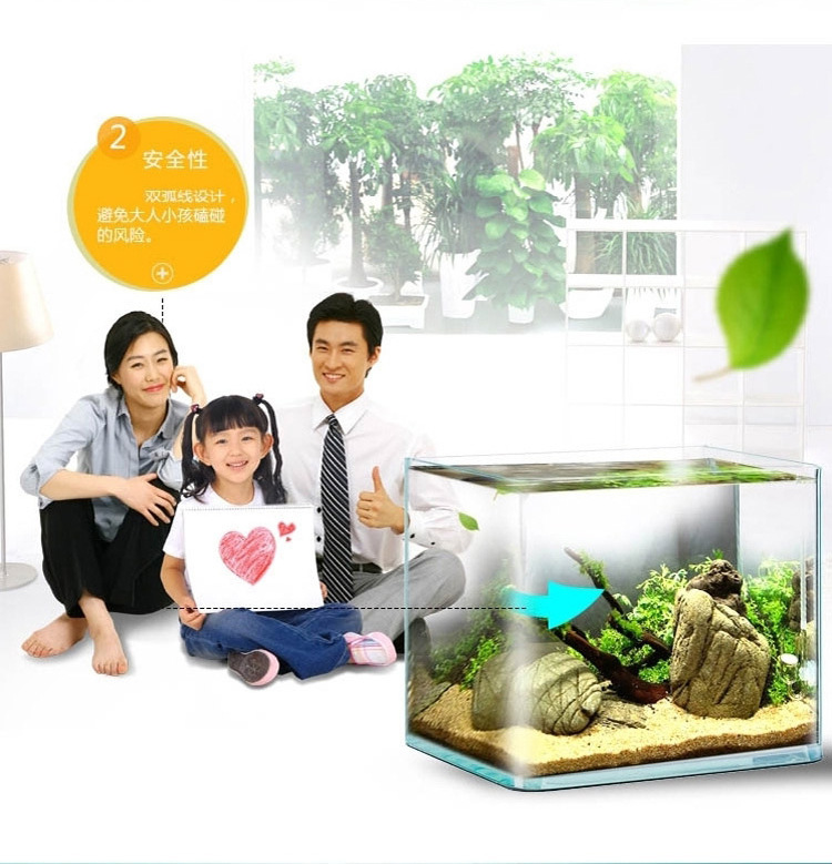生态鱼缸水族箱 中小型透明玻璃套缸 方形迷你热弯金鱼缸厂家批发详情11