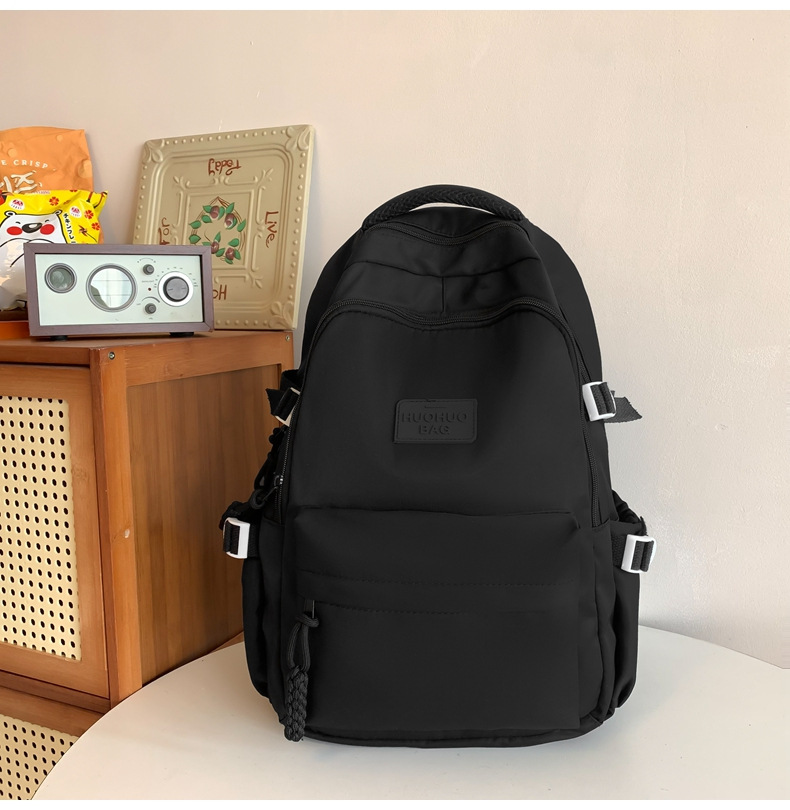 纯色休闲双肩包小学生女初高中书包简约时尚百搭大容量大学生背包详情32