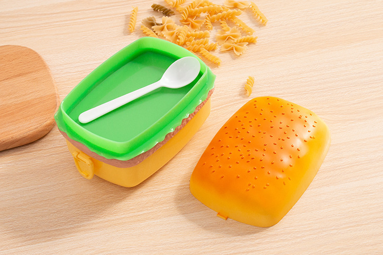 迷你创意汉堡便当盒小红书同款三层可爱搞怪便携学生外带水果餐盒详情18