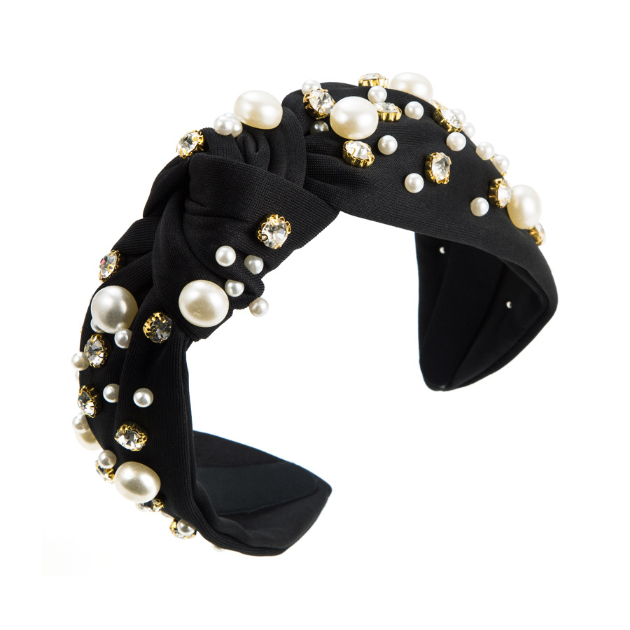 A new wide-edge stud headband with large and small pearls, a Korean-style knotted hair accessory that exudes elegance and pressure pic 27