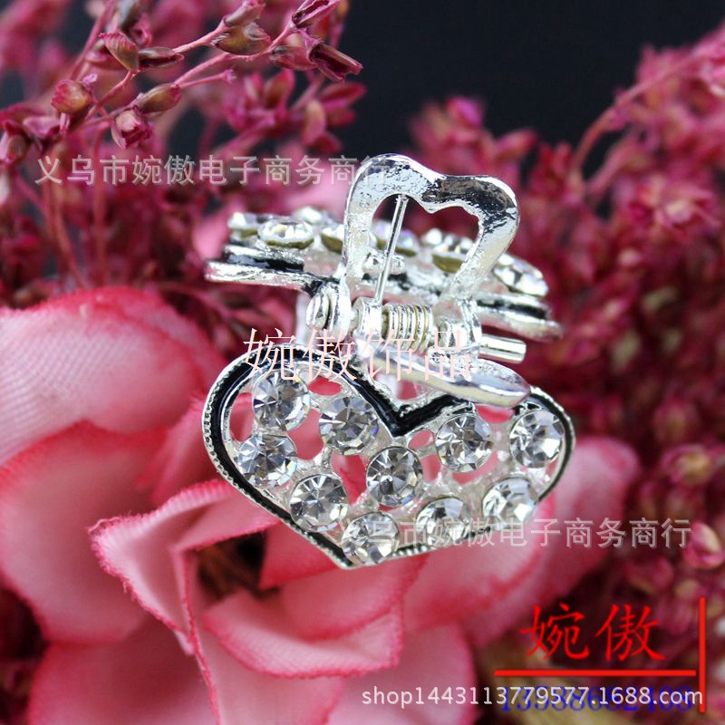 Alloy diamond-encrusted small claw clips, grab clips, hair clips, gold and silver, Yiwu two-yuan store small commodity headwear wholesale pic 10