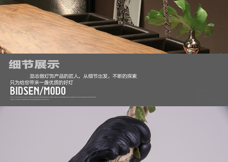 Nordic creative and personalized zoo decoration, hemp rope panda chandelier, bar, restaurant, homestay style wooden house, plant lamp pic 8