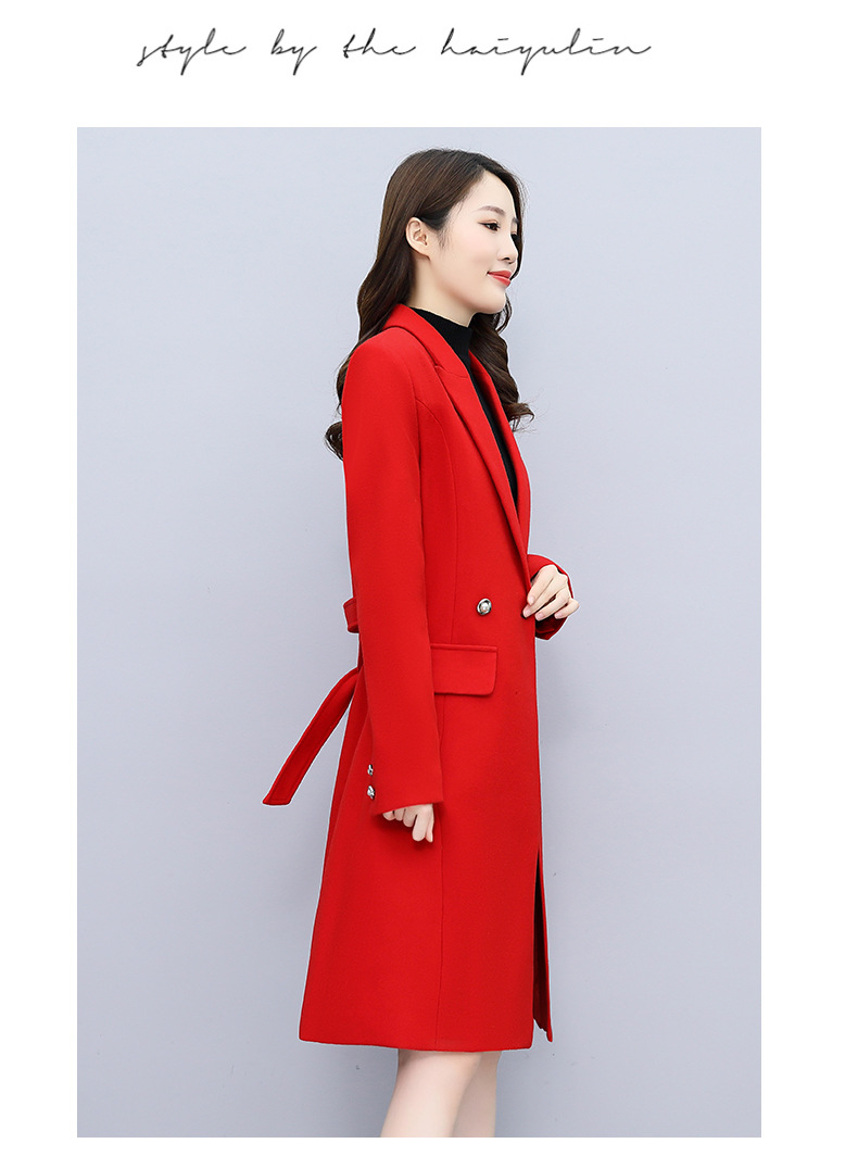 High-end woolen coat for women, mid-length, 2021 autumn/winter new style, fashionable and elegant, a slimming and form-fitting woolen coat for socialite pic 19