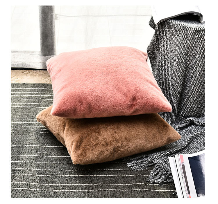 Modern and simple mink fleece pillowcase, solid-color throw pillow, sofa pillow, waist cushion, nap home decoration pic 19