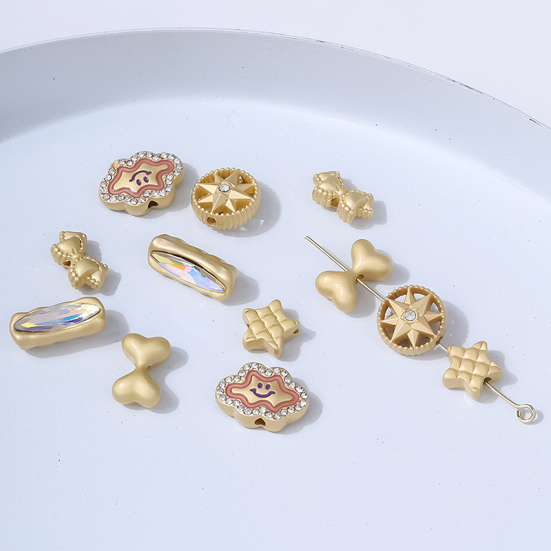 New matte gold bow accessories, DIY necklaces, bracelets and earrings, popular domestic trend foreign trade accessories pic 3