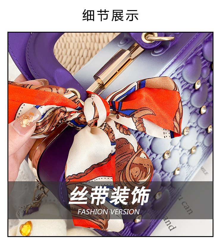 The 2021 Korean version of the trendy tote bag features a ribbon bow, an Instagram niche design with rivets and a slanted crossbody bag made of PU pic 4