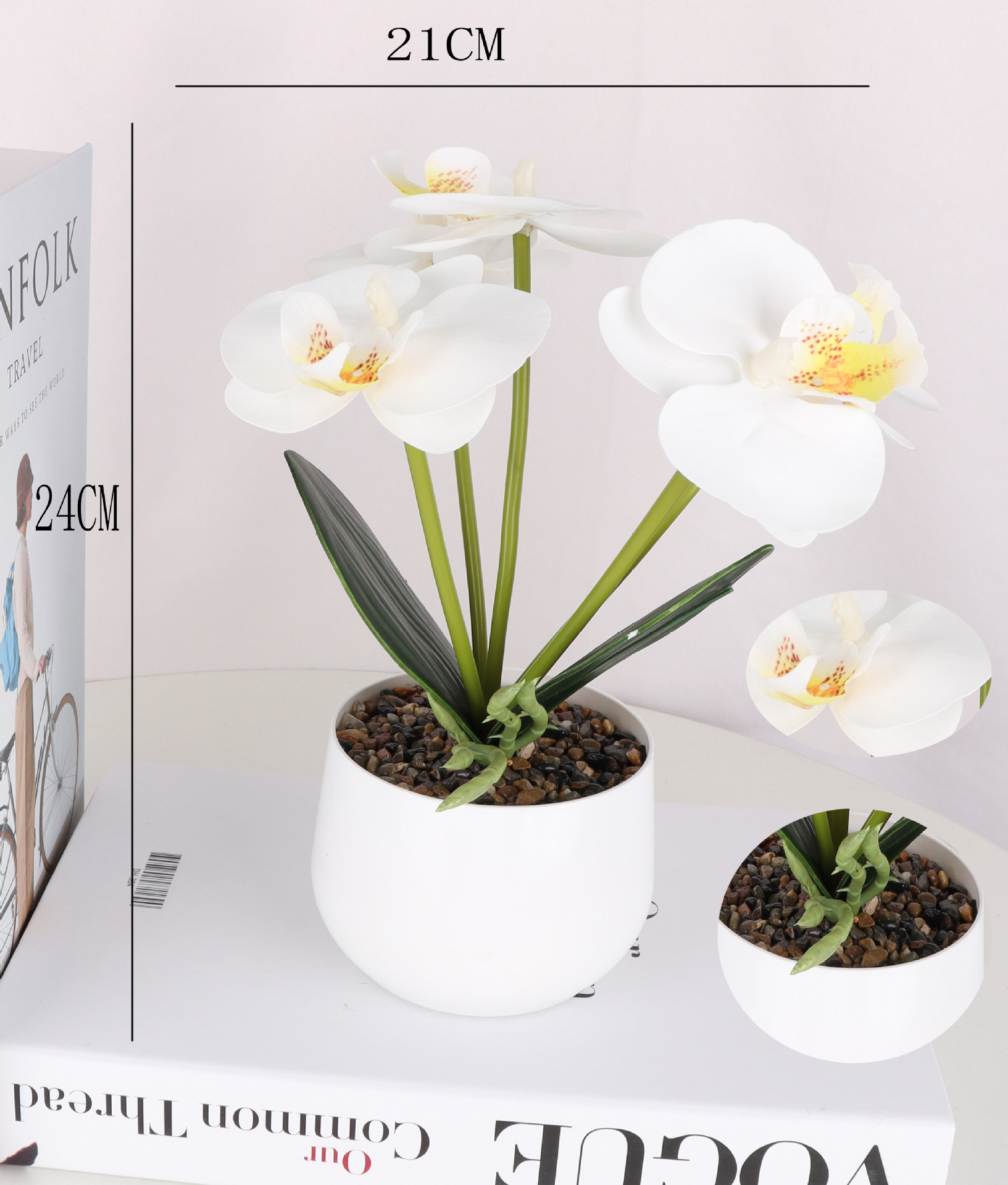 Simulated Phalaenopsis 5-fork 5-head potted plant/simulated bonsai/simulated flower creative indoor small ornaments/Amazon factory pic 5