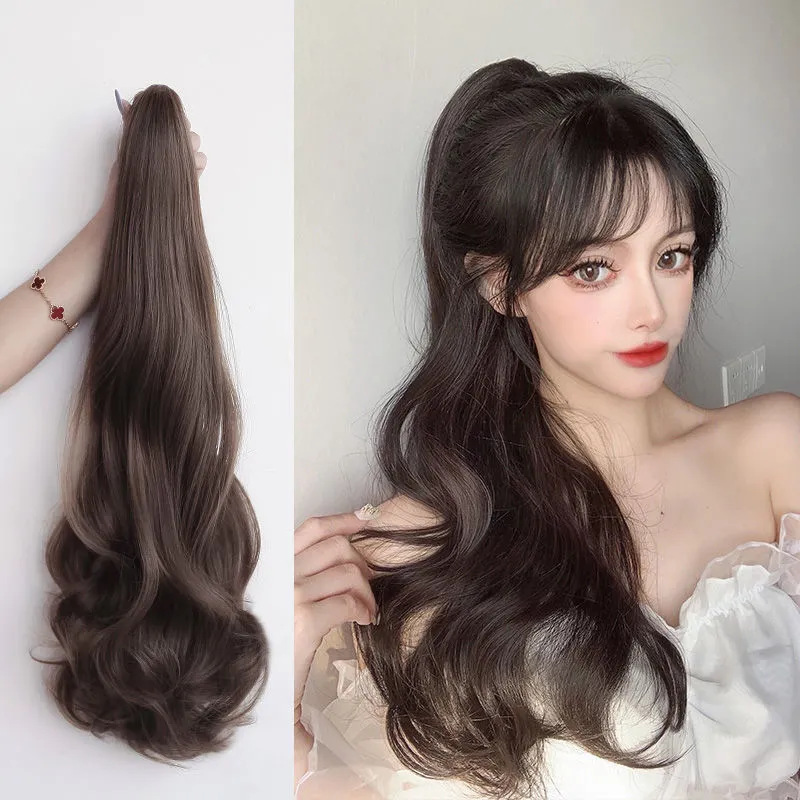 Amazon cross-border best-selling wig, ponytail, clip style, long curly hair, high-temperature synthetic fiber, one-piece consignment, factory direct sales pic 10