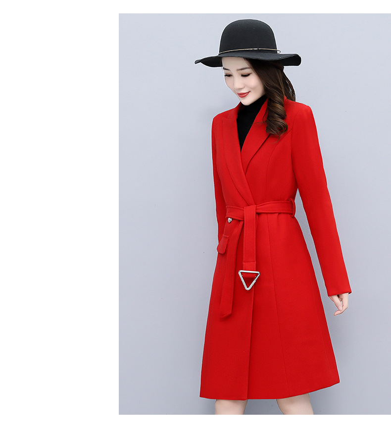 High-end woolen coat for women, mid-length, 2021 autumn/winter new style, fashionable and elegant, a slimming and form-fitting woolen coat for socialite pic 24