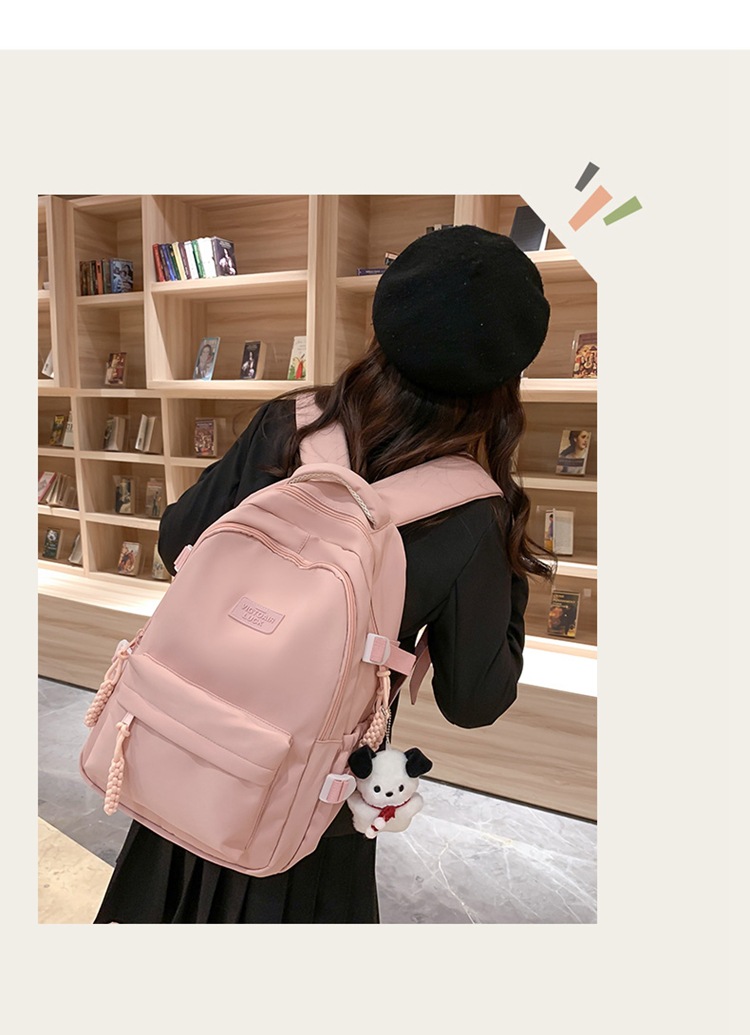 书包大容量高颜值初高中生新款双肩包大容量纯色简约防泼水背包详情11