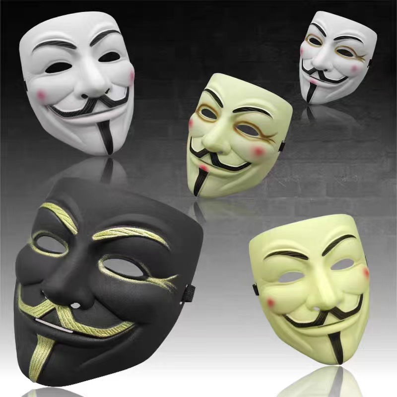 万圣节v字仇杀队面具男全脸化妆舞会黑客怪客成人鬼步舞假面死神详情5