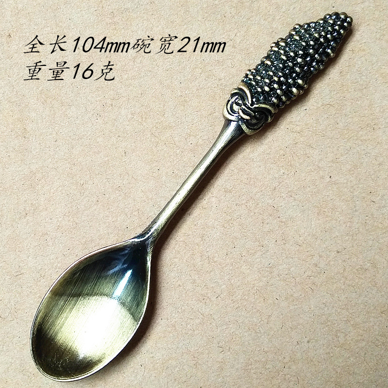 Retro European court tableware 6-piece set: fruit fork, cake fork, pomegranate flower, coffee spoon, small spoon, gold and silver, bronze, dessert spoon, dessert fork, coffee mixing spoon, tableware, ice cream spoon, fork spoon pic 45
