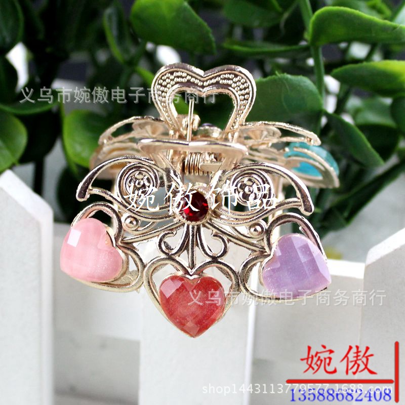 Alloy diamond-encrusted small claw clips, grab clips, hair clips, gold and silver, Yiwu two-yuan store small commodity headwear wholesale pic 44