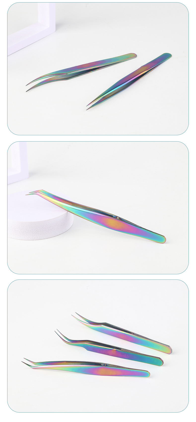 Stainless steel color titanium eyelash tweezers, eyebrow shaping, hair plucking, grafting, eyelash implantation, golden feathered dolphin princess eyebrow clip, shanilak pic 16