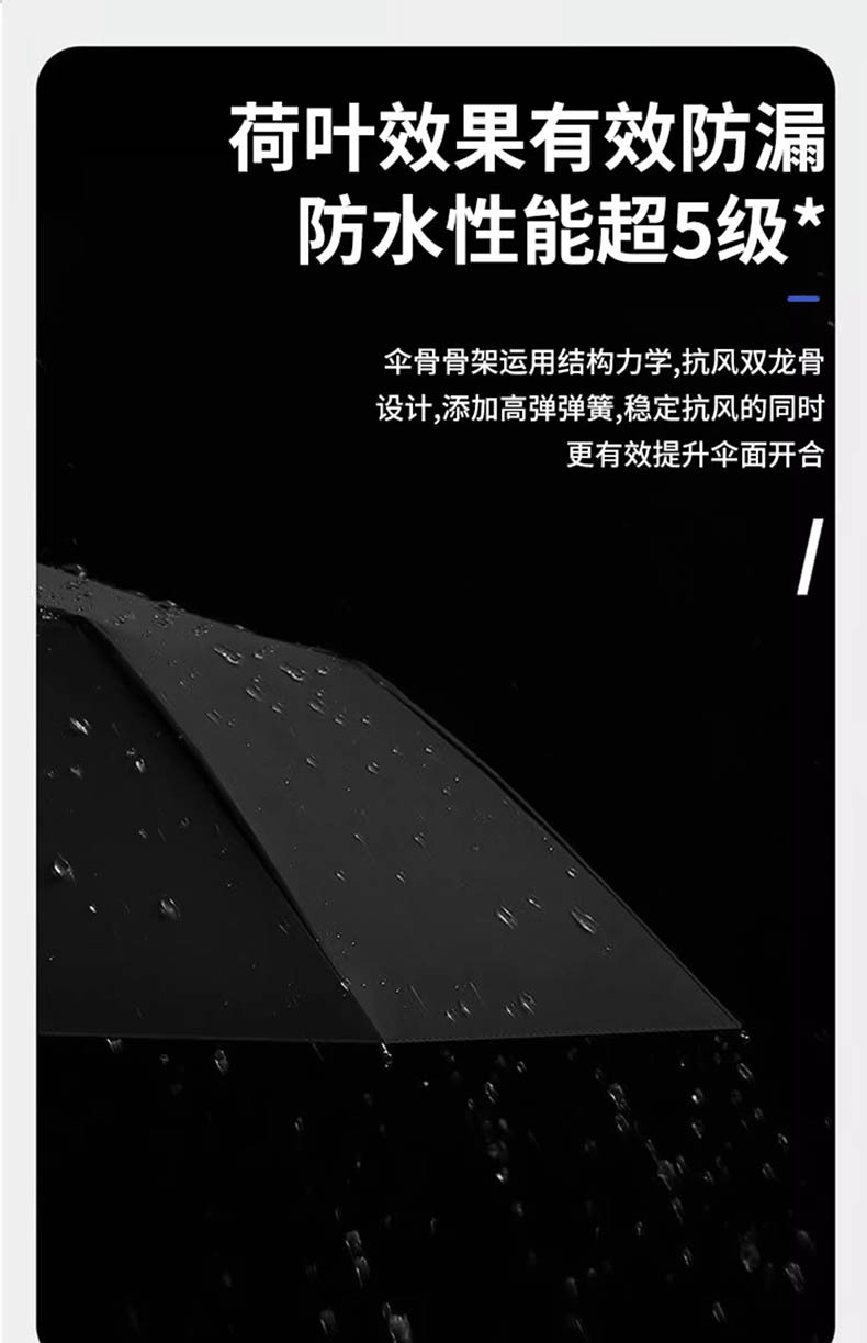 24骨雨伞全自动黑胶遮阳防晒太阳伞男大号折叠晴雨伞定制 自动伞详情20