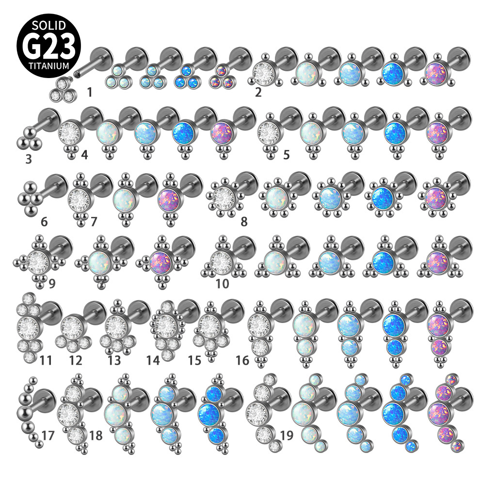 跨境澳宝唇钉 三角爪形锆石不锈钢内螺纹耳钉电镀多色内牙耳骨钉详情7