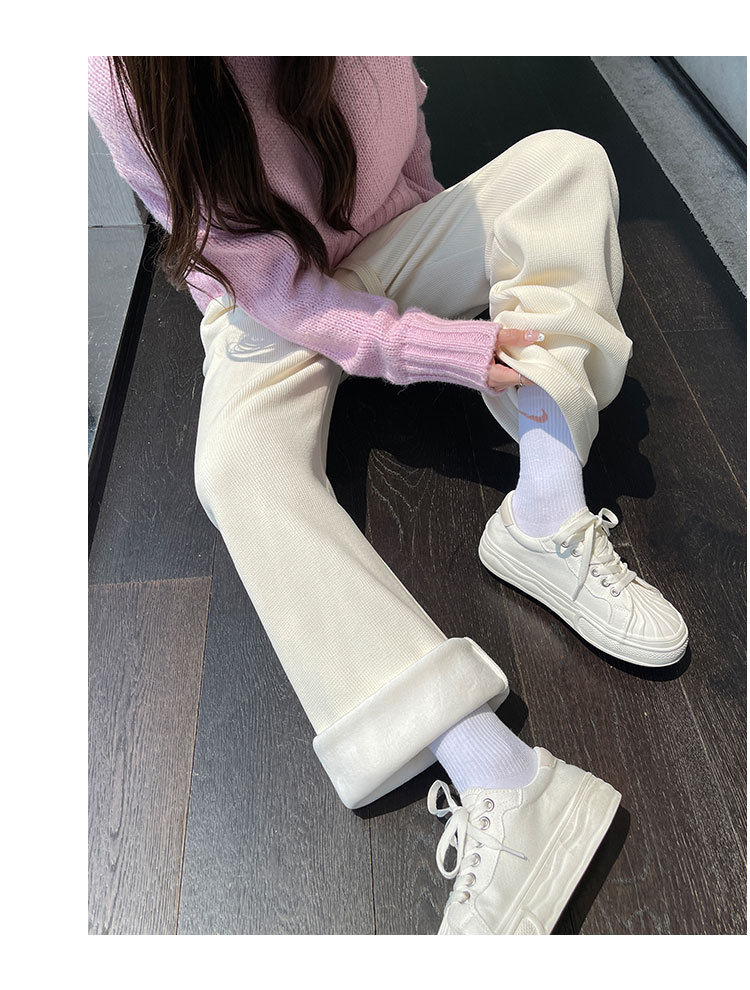 灯芯绒阔腿裤女裤子春秋季直筒秋冬加绒雪尼尔休闲小个子运动长裤详情25