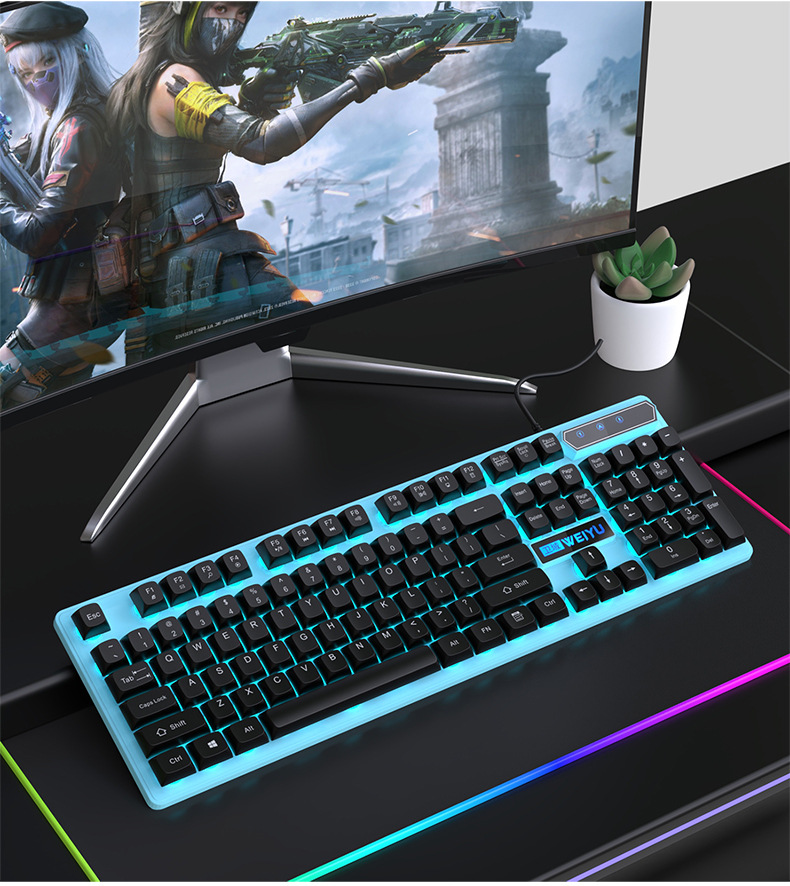 Wholesale of mechanical, tactile, wired keyboard, mouse, and light-emitting sets for gaming and e-sports computer peripherals pic 9