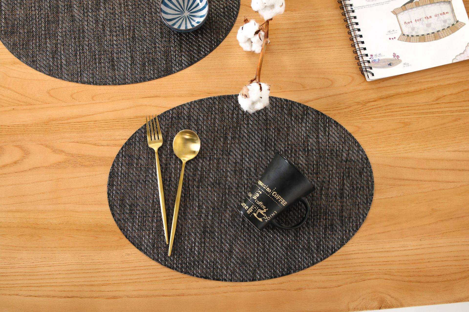 Coffee table MATS, table MATS, Japanese-style PVC simple oval table MATS, striped tablecloths, tablecloths, bowl MATS, heat insulation MATS, table MATS pic 2