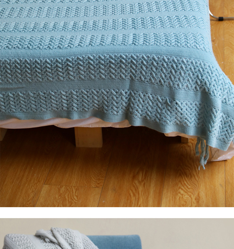 Nordic sofa blanket, cover blanket, knitted blanket, homestay hotel throw blanket, bed tail towel, hollowed-out blanket, bed tail blanket, lap blanket pic 29