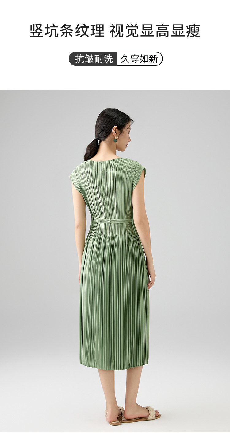 Counter quality 2025 Spring/Summer style Versatile round-neck sleeveless high-end dress Loose slimming lace-up long dress pic 6