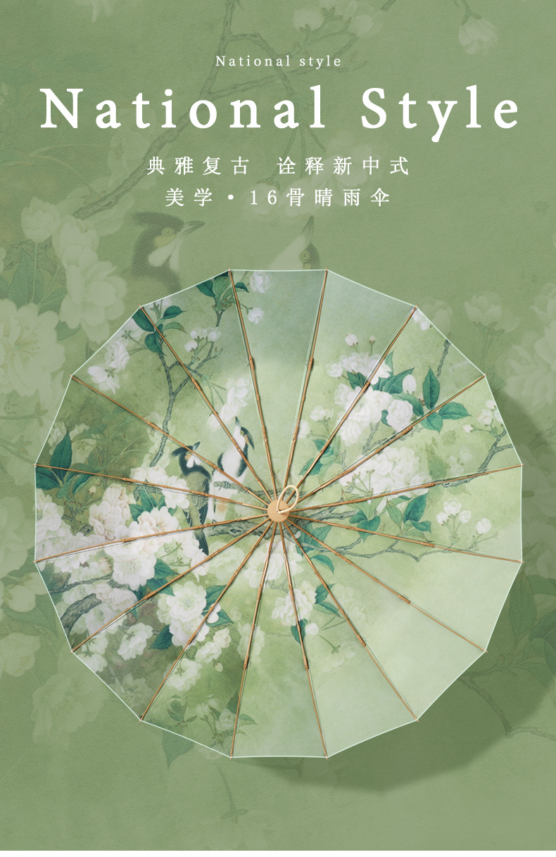 新款16骨三折手开彩胶创意时尚防晒遮阳晴雨伞现货防晒女太阳伞详情1