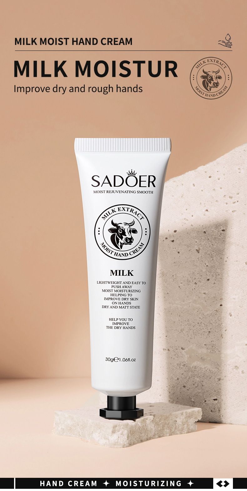 All-english milk hand cream SADOER, goat milk, snail horse oil, hydrating and moisturizing, cross-border export wholesale pic 3