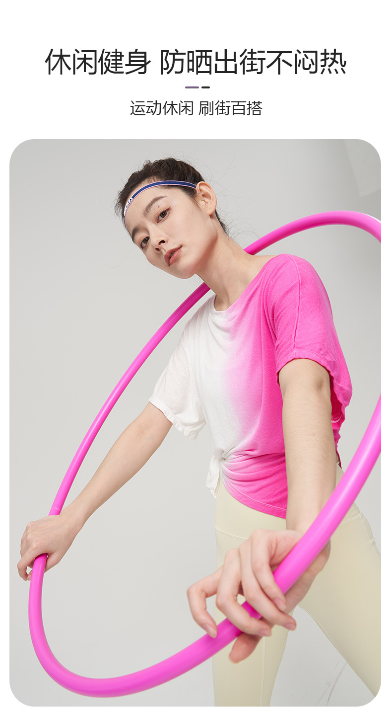 lulu春夏新款扎染透气运动套装欧美短袖女健身瑜伽服纯棉T恤批发详情6