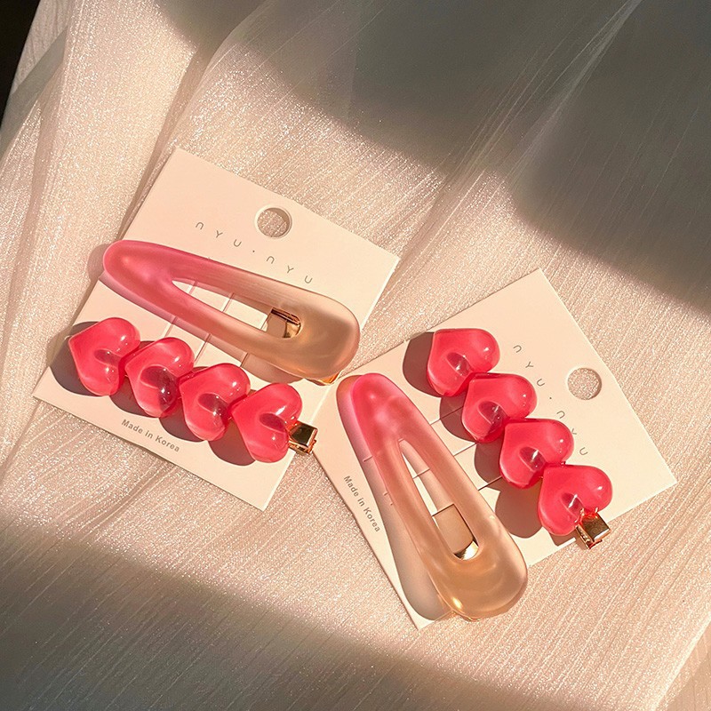 夹女碎发爱心粉色系女发夹网红新款夹子夏季刘海夹头饰侧边发卡详情24