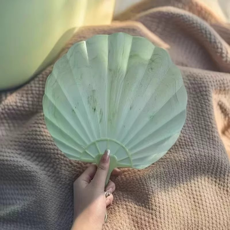 新款仿玉贝壳扇加厚耐用超凉快古风扇子蒲扇便携式高档手摇扇批发详情1