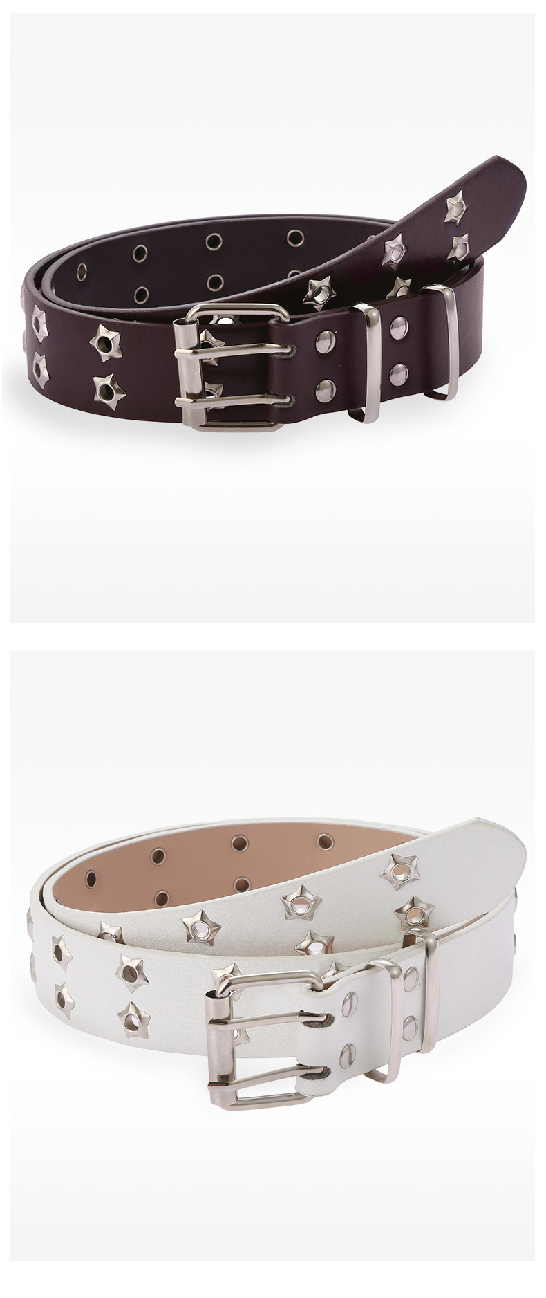 2024 Korean version hollowed-out punk casual belt for women, fashionable star eye decoration double-row belt for women wholesale pic 6