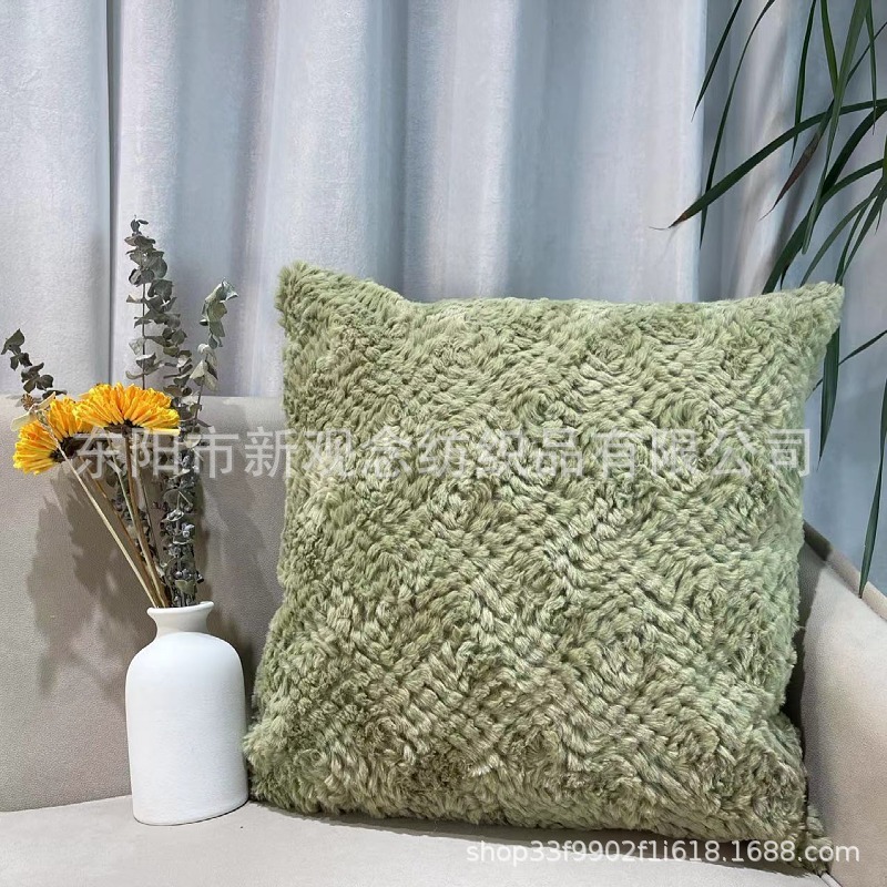 New plush sofa pillowcase, solid color simple wavy short fur pillow cover, yellow pillowcase wholesale pic 16