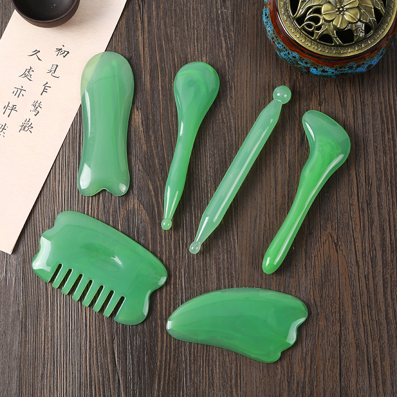 刮痧七件套树脂刮痧按摩板美容工具面部脸部拨筋棒点穴棒按摩梳详情14