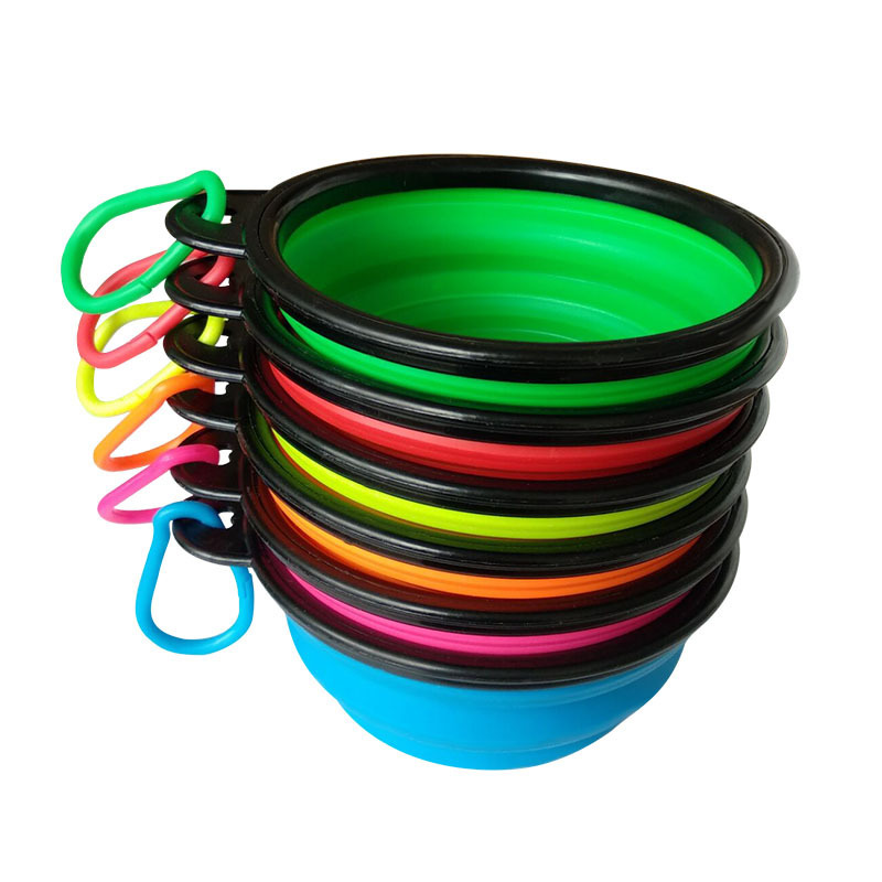 Folding bowl for dog outdoor travel, black-framed dog food bowl, dog water bowl with buckle, tpr anti-choking bowl pic 7