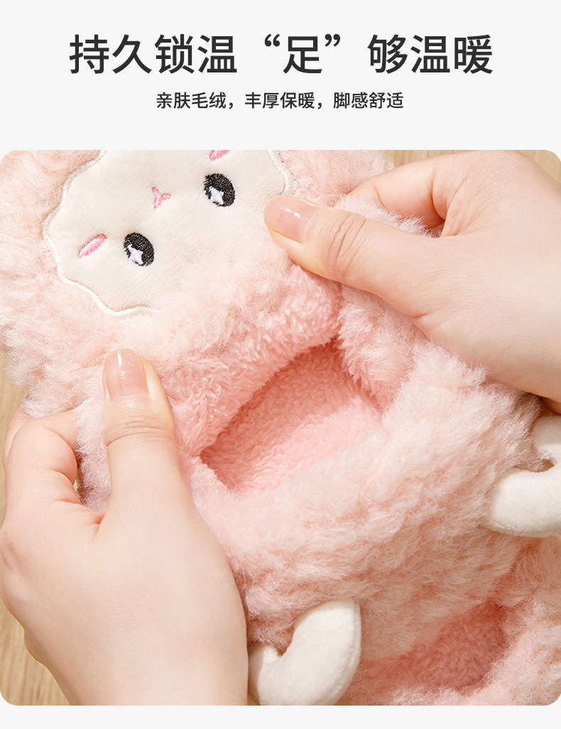 新款可爱小绵羊棉拖鞋女秋冬季室内居家厚底踩屎感毛绒棉拖鞋包跟详情9
