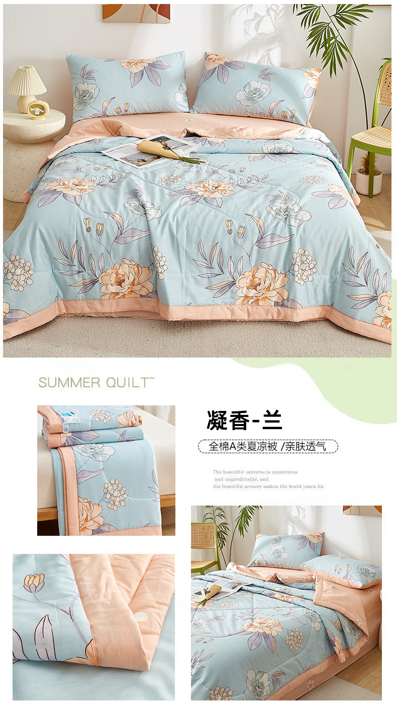 2024新款夏凉被a类母婴级全棉夏被纯棉印花儿童空调被四件套批发详情57