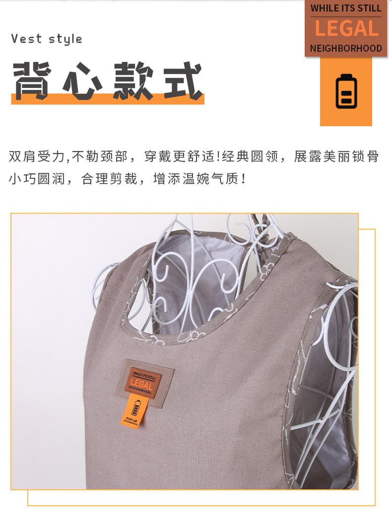 棉布双层防水有袖围裙 康乐屋家用厨房女纯棉全身布艺围裙批发详情6