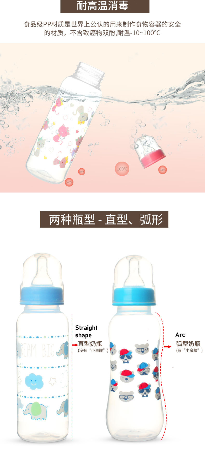 Baby and maternal products: Food-grade plastic PP baby feeding bottle, anti-inflation 250ml standard mouth for newborn babies pic 15