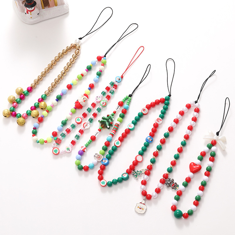 New Christmas series mobile phone chain, Santa Claus beaded short Christmas tree pendant, wrist strap anti-loss chain pic 18
