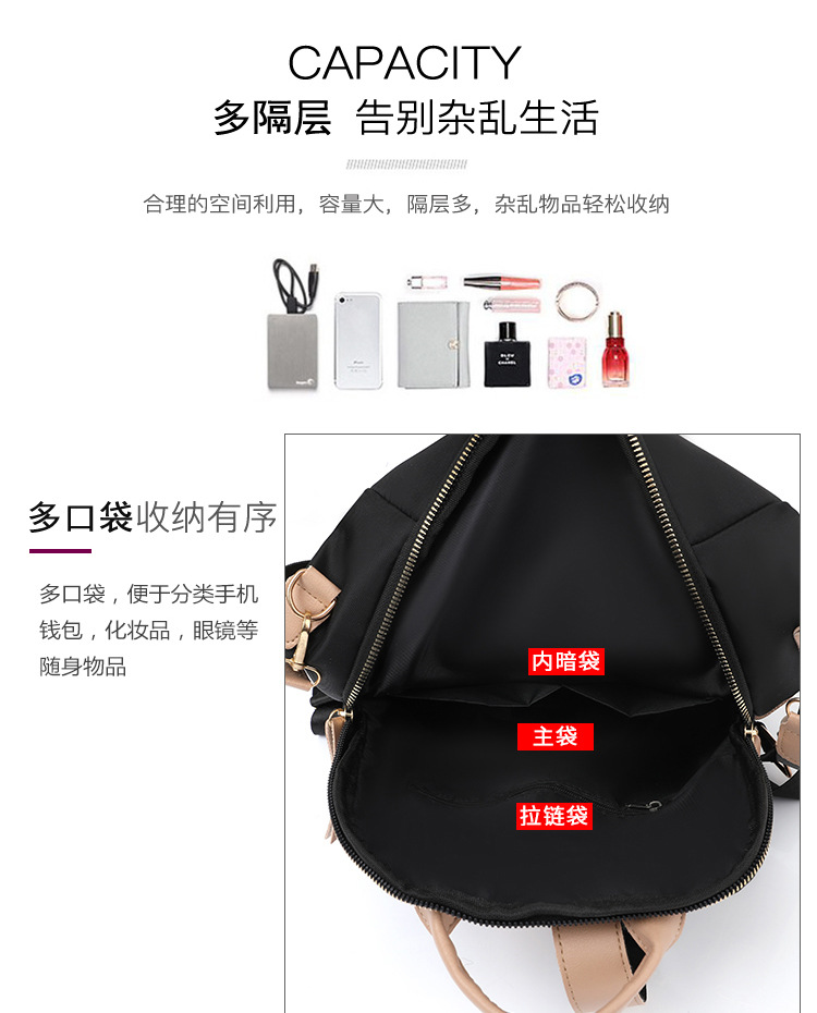 2024新款双肩包牛津布女士背包女韩版防泼水时尚斜跨包大容量潮包详情8