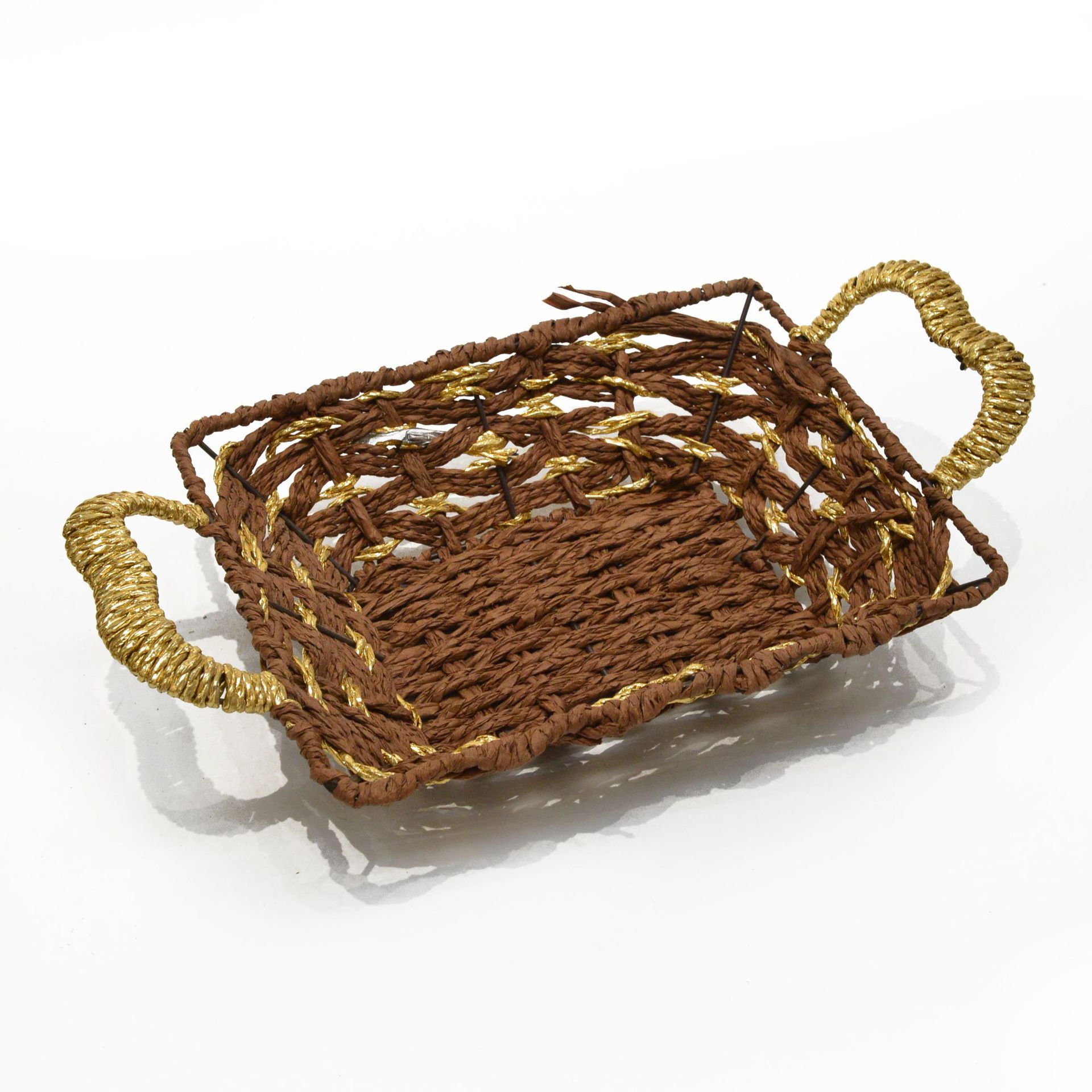 特价清仓桌面收纳托盘杂物钥匙收纳筐果茶几零食编织筐仿藤编织盒详情4