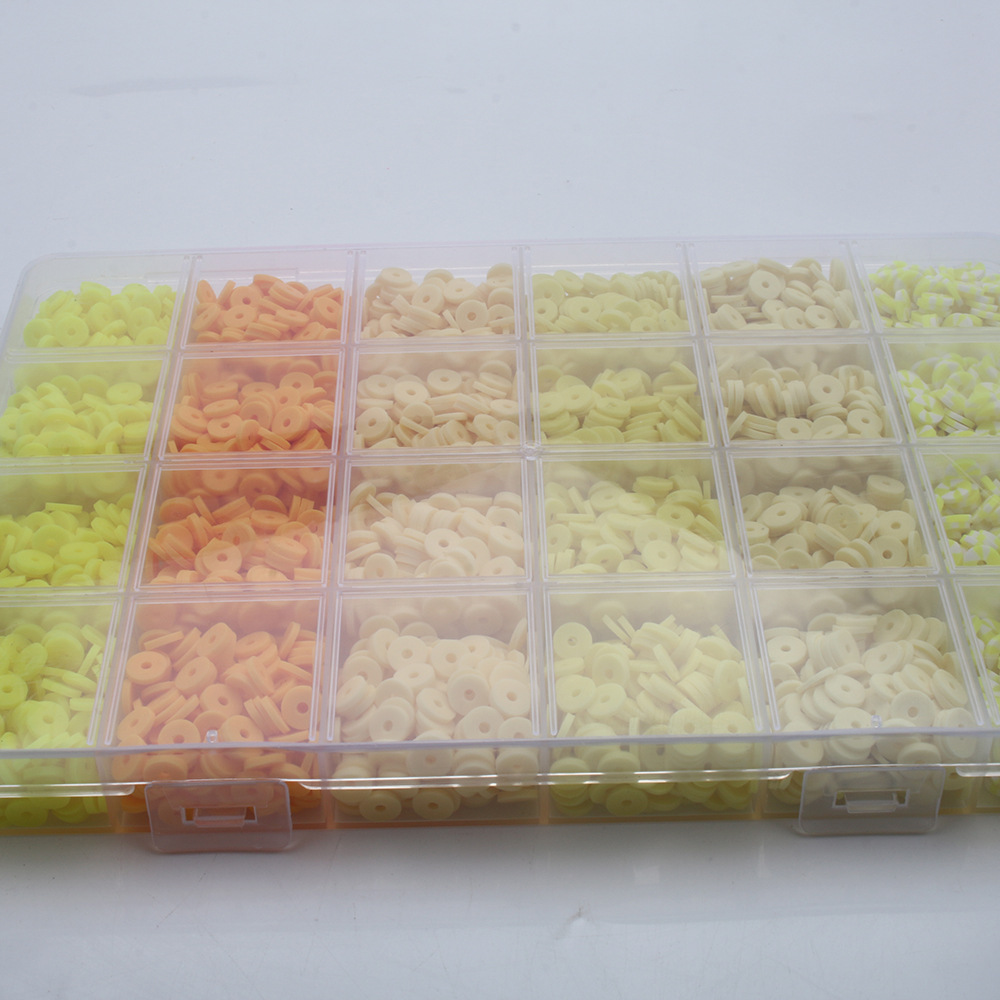 软陶片串珠渐变单色6mm 饰品DIY手链项链饰品配件24格软陶片盒装详情20