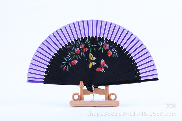 头青喷绘扇  多款花鸟 美女图 高档女扇 珠光柄喷绘丝绸扇子 折扇详情17